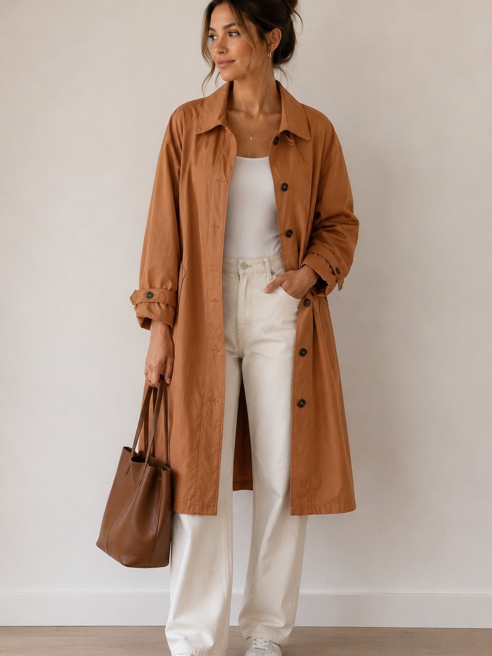 Vintage Linen-Cotton Lightweight Trench Coat M/L